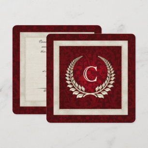 Rik Red Damask och Pearls bröllopsinbjudan Inbjudningar