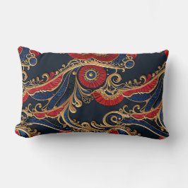 Rik Red, flottan, Guld Blommigt Rulla Lumbarkudde