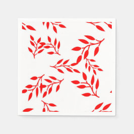 Rik Red Foliage on White Papper Napkins Pappersservett
