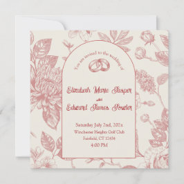 Rik Red Fransk Blommigt Toile Blommigt