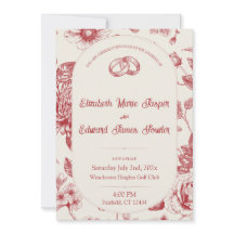 Rik Red Fransk Blommigt Toile Blommigt