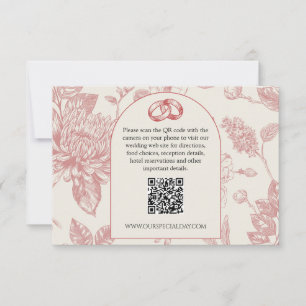 Rik Red Fransk Blommigt Toile Blommigt QR-kod OSA Kort