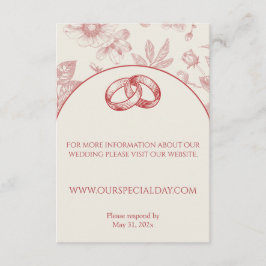 Rik Red Fransk Blommigt Toile Blommigt Tilläggskort