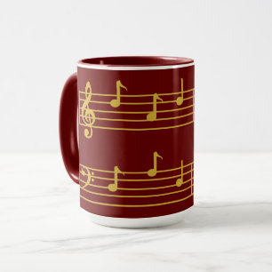RIK RED GULD MUSICAL PAPPA NOTES TREBLE BASCLEF MUGG
