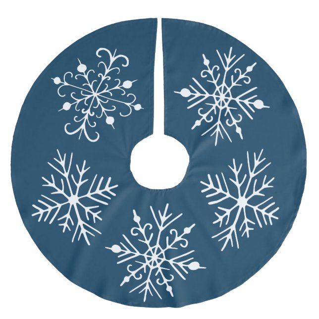Rik Teal Snowflake Julgran Skirt Julgransmatta Borstad Polyester (Framsidan)