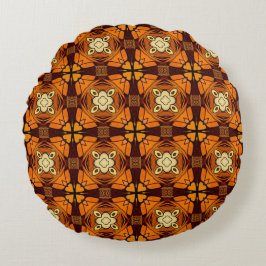 Rik Terracotta brände orange brun mönster Rund Kudde