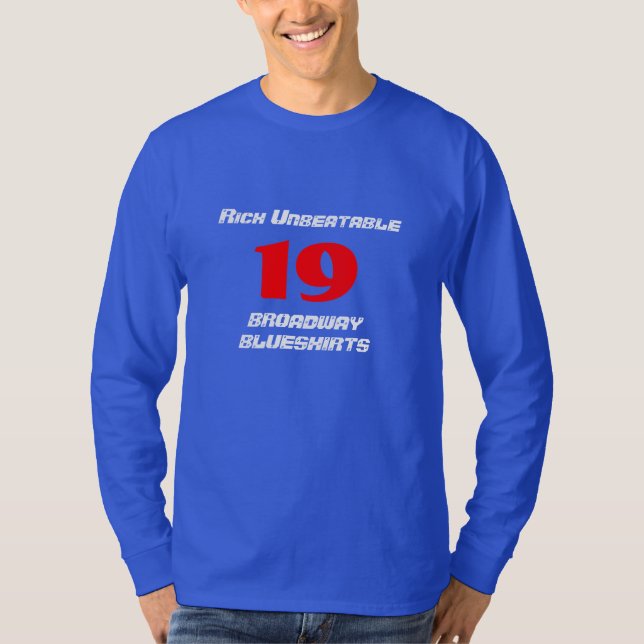 Rika oslagbara Broadway Blueshirts Tee Shirt (Framsida)