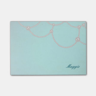 Rika pärlor och Aqua Post-it Block