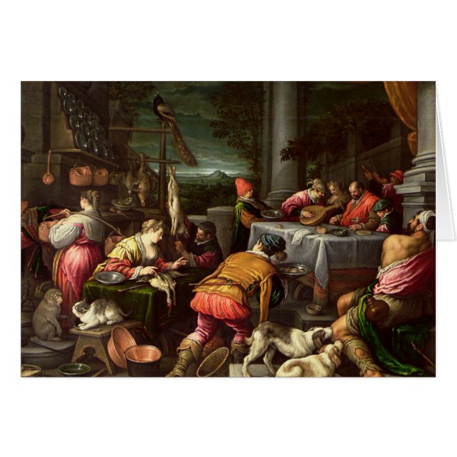 Rikeman och Lazarusen, 1590-95 Hälsningskort (Framsidan Horizontal)