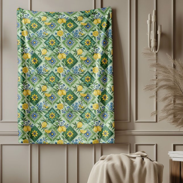Riken Kulturkultur i Mönster Fleecefilt (Luxury Mediterranean Lemons Rich Cultural Patterns Fleece Blanket)