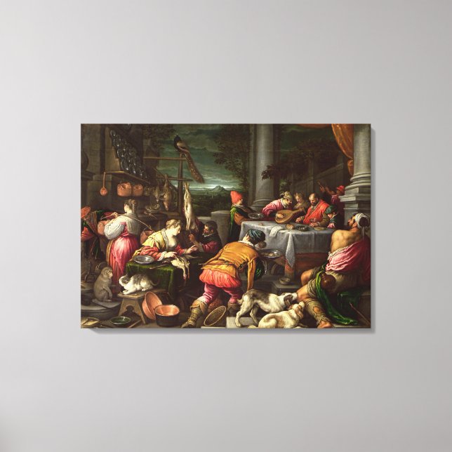 Riken Man och Lazarus, 1590-95 Canvastryck (Framsida)