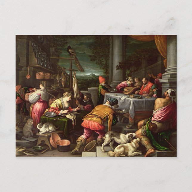 Riken Man och Lazarus, 1590-95 Vykort (Framsida)