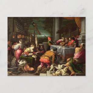 Riken Man och Lazarus, 1590-95 Vykort