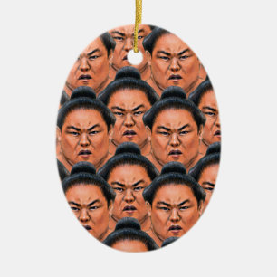 RIKISHI!! (Sumobrottare) Julgransprydnad Keramik