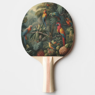 Riklig fågelbur Vacker Blå-Gul Ara och Ananas Pingisracket