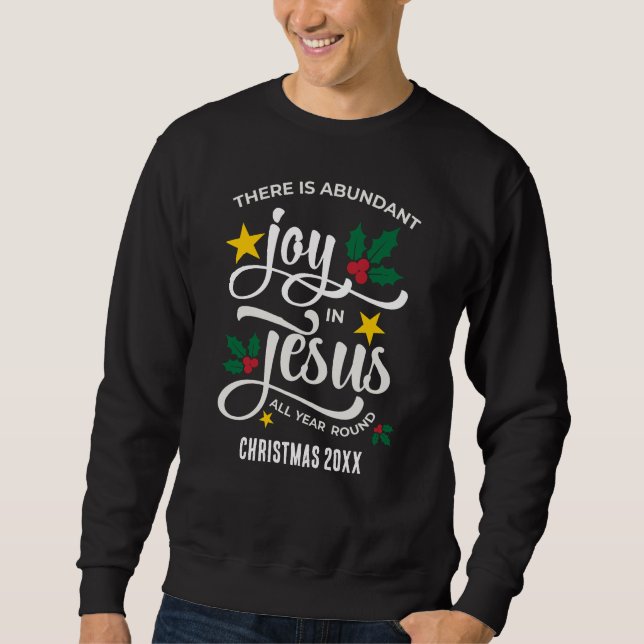 Riklig Glädje i Jesus Kristna Jul Lång Ärmad Tröja (Framsida)