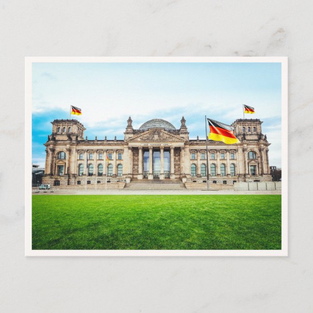 Riksdagshuset Berlin Tysklands flagga Foto Vykort (Framsida)