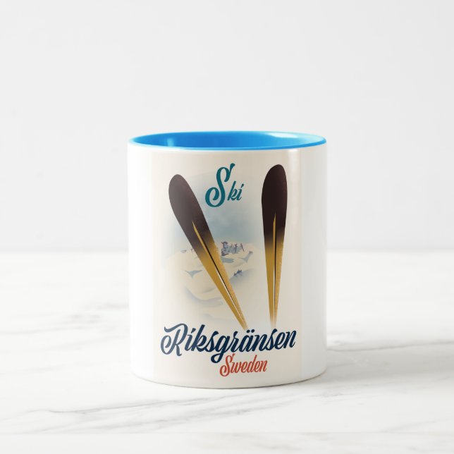 Riksgränsen Sverige Ski resekonst Två-Tonad Mugg (Center)