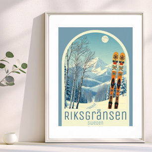 Riksgränsen Sverige skidort Affisch