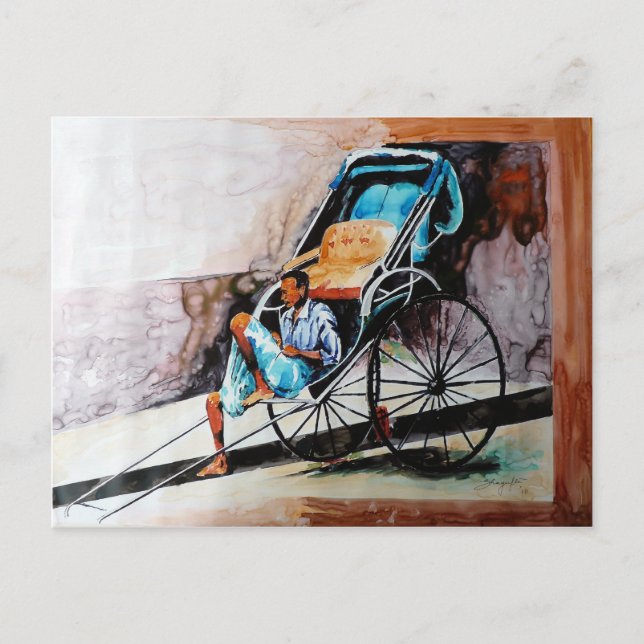 rikshaw puller vykort (Framsida)