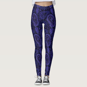 Rikt djupt - purpurfärgade Paisley kvinna damaske Leggings