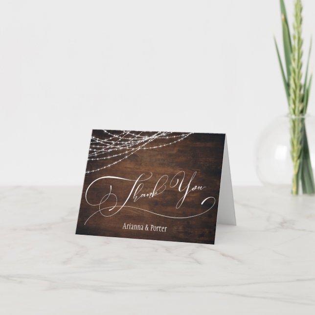 Rikt trä Modern Elegant Typ & Ljus Tack Kort (Framsida)