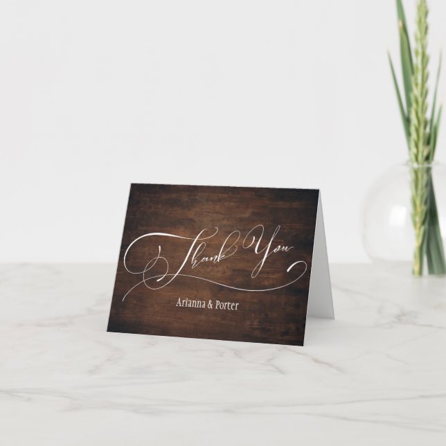 Rikt trä Modern Elegant Typografi Tack Kort (Framsida)