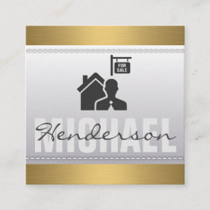 Riktig Gods-ikon Metallisk trim av Guld Titeln Fyrkantigt Visitkort
