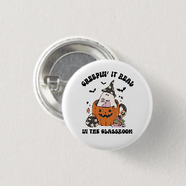 Riktig läskig söt Retro Halloween Lärare Knapp