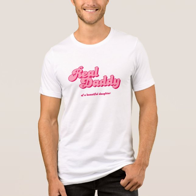 Riktig Pappa till Dotter, Rosa Retro T Shirt (Framsida)