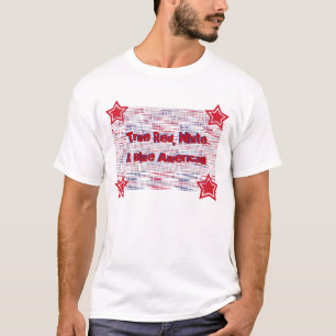 Riktig röd, vit- & blåttamerikan som är röd, tee shirt