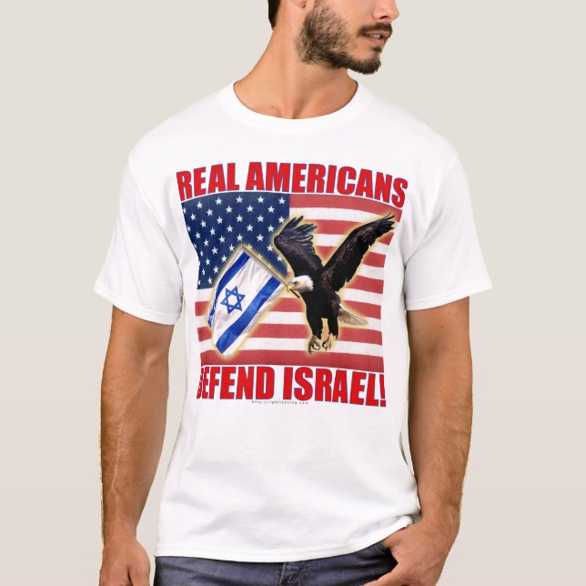 Riktiga amerikaner försvarar Israel T Shirt (Framsida)