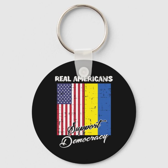 Riktiga Amerikaner Stöder Demokrati Usa Ukraina Fl Nyckelring (Framsida)
