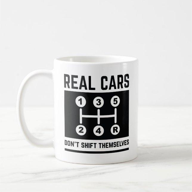 Riktiga bilar flyttar inte sig själva kaffemugg (Vänster)