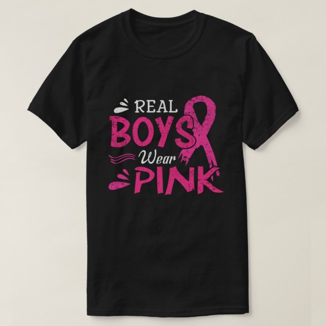 Riktiga boys Bära Rosa Breast Cancer Awareness T Shirt (Design framsida)