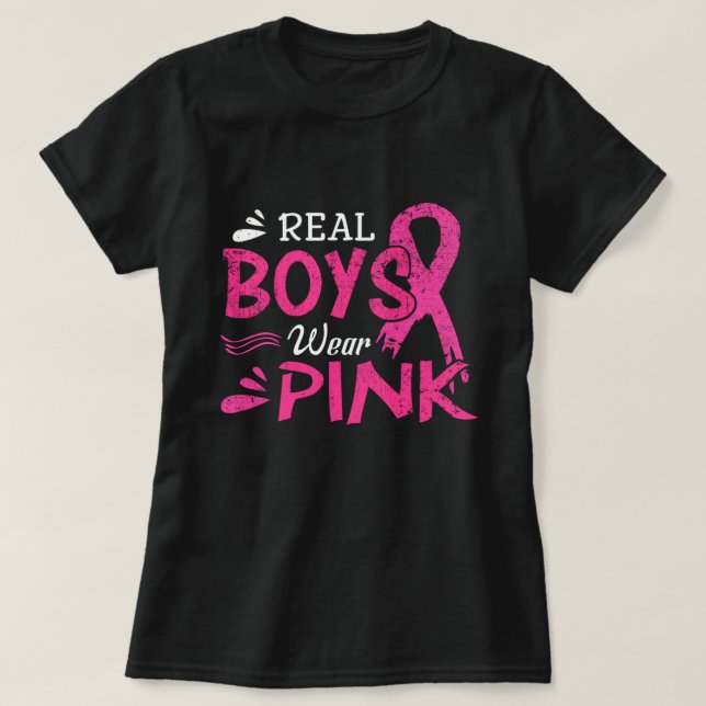 Riktiga boys Bära Rosa Breast Cancer Awareness T Shirt (Design framsida)