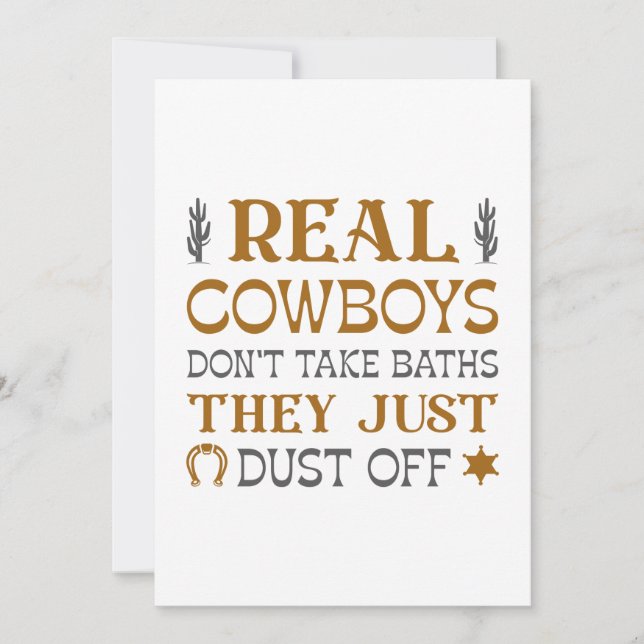 Riktiga Cowboys tar inte badkar de bara dammar av Tack Kort (Framsida)