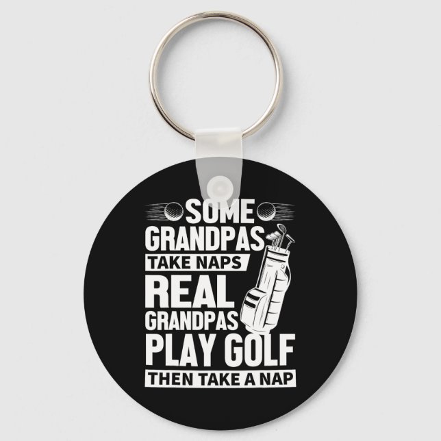 Riktiga farfar spelar golf Roligt golf farfar golf Nyckelring (Framsida)