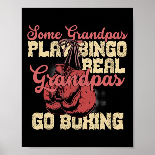 Riktiga farfarar går boxning Roliga farfarpresente Poster (Framsidan)