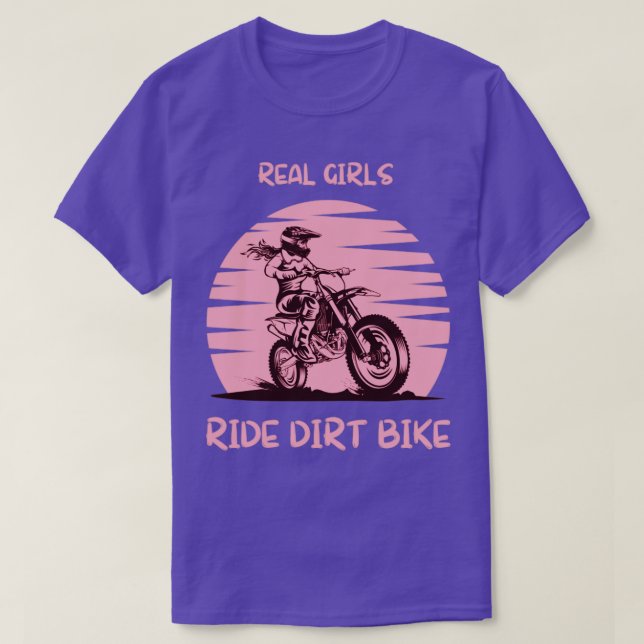 riktiga flickor cyklar på motorcykelmotocross älsk t shirt (Design framsida)