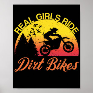 Riktiga flickor Ride Dirt Bikes Motocross Sunset S Poster