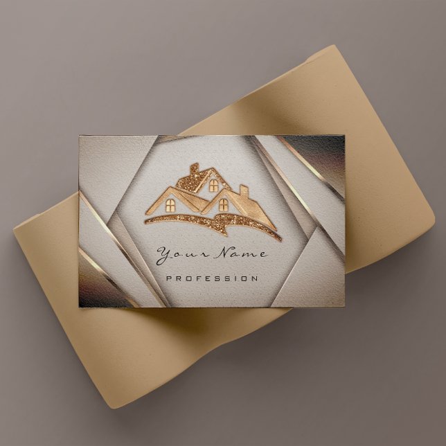 Riktiga Gods-fack i Guld Visitkort (Real Estate Apartments Mortgages Home Gold Business Card)