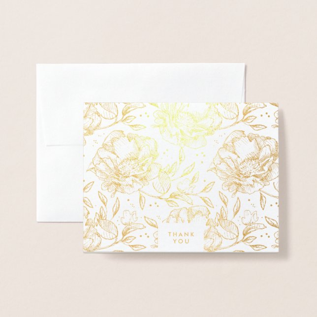 Riktiga guldblommor i Hand plockade-blommor - tack Folierat Kort (Framsida med kuvert)