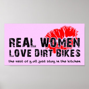 Riktiga Kvinnor Roliga Motocross Dirt Bike Affisch