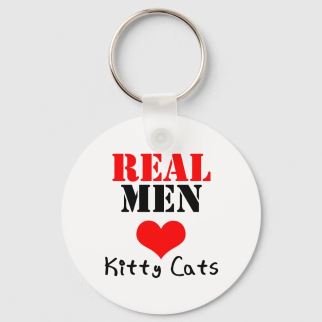 Riktiga män älskar (kärlek) kattenkatter nyckelring (Framsida)