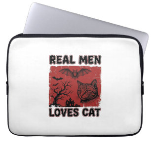 Riktiga män älskar katt Halloween Vintage katt trö Laptop Fodral