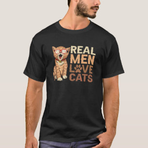 Riktiga män älskar katter husdjur katt fadersdag t shirt