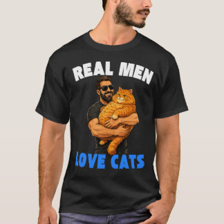 Riktiga män älskar katter Rolig present till kattp T Shirt