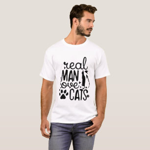 Riktiga män älskar katter – Roligt sött citat för T Shirt