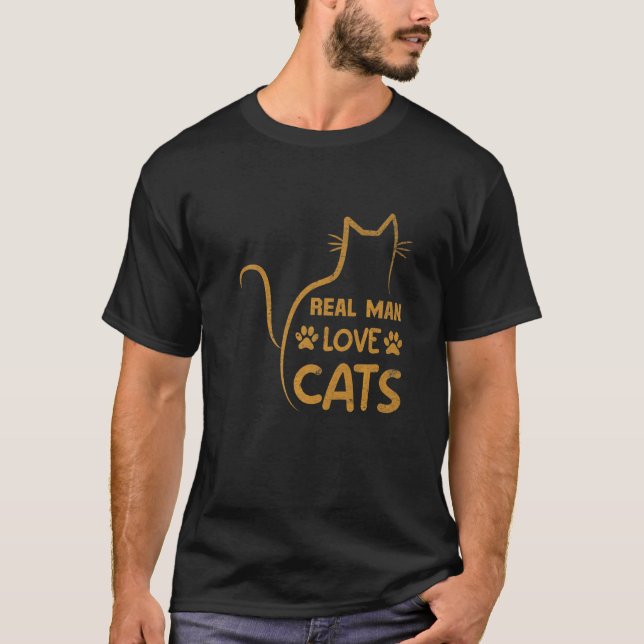 Riktiga män älskar katter t shirt (Framsida)